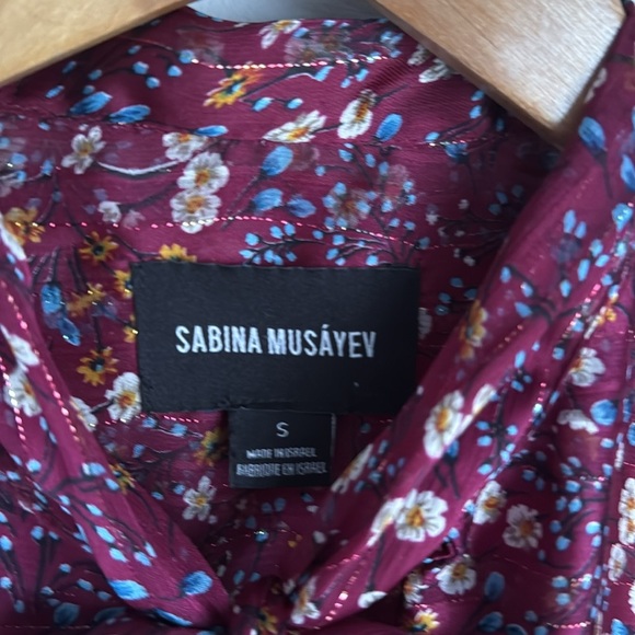 Sabina Musayev Hazel Floral Tie Neck Blouse Small - Picture 8 of 15